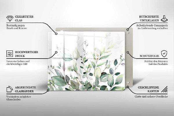 Krájecí prkénko skleněné Akvarel rostliny