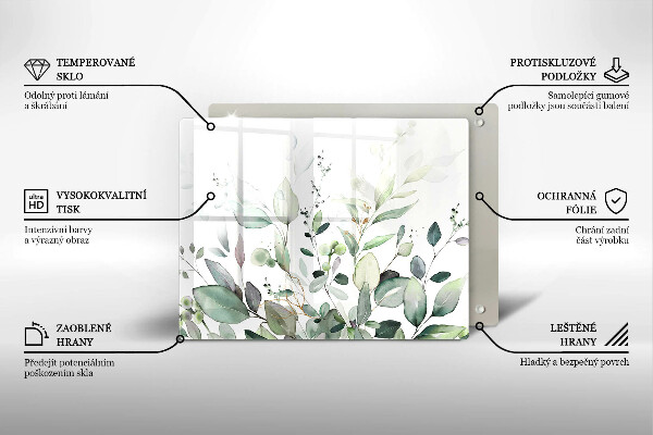 Krájecí prkénko skleněné Akvarel rostliny