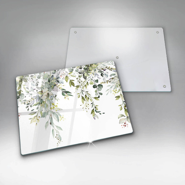 Krájecí prkénko skleněné Dekorativní listy a květy