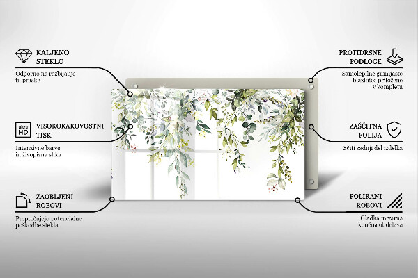 Krájecí prkénko skleněné Dekorativní listy a květy