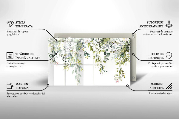 Krájecí prkénko skleněné Dekorativní listy a květy