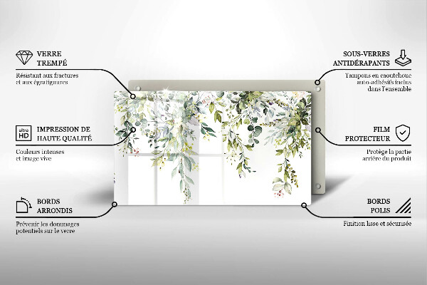 Krájecí prkénko skleněné Dekorativní listy a květy
