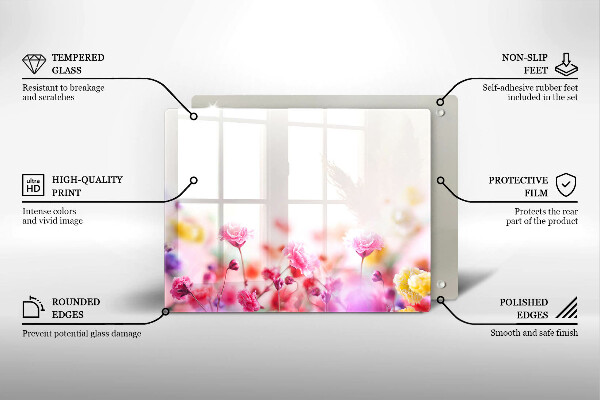 Krájecí prkénko skleněné Květinová louka