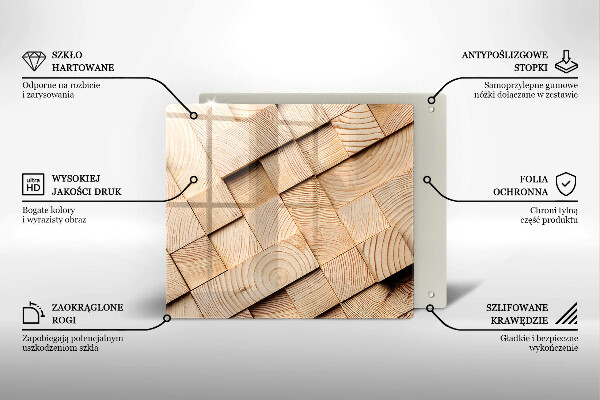 Krájecí prkénko skleněné Dřevěné čtverce