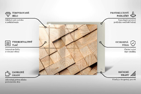 Krájecí prkénko skleněné Dřevěné čtverce