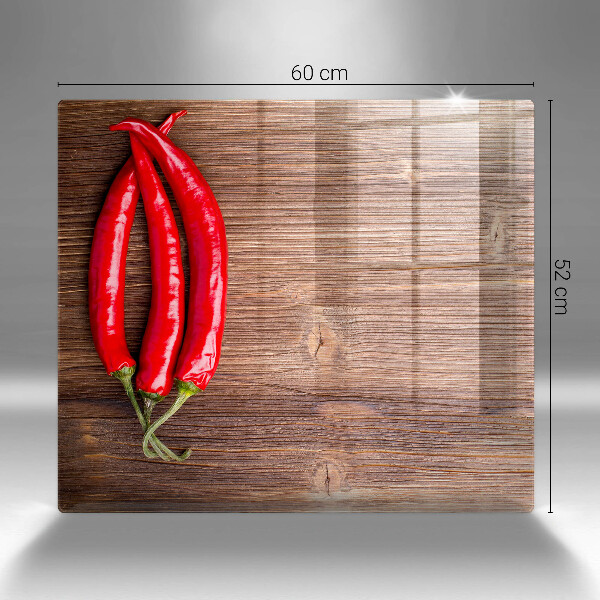 Skleněná krájecí deska Chilli papričky na dřevo