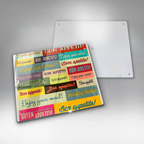 Skleněná krájecí deska Titulky jazyky dobré chuti