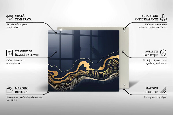 Skleněná krájecí deska Abstraktní zlaté čáry