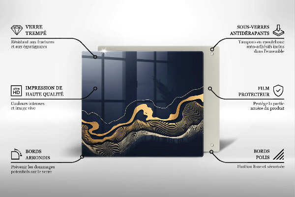 Skleněná krájecí deska Abstraktní zlaté čáry