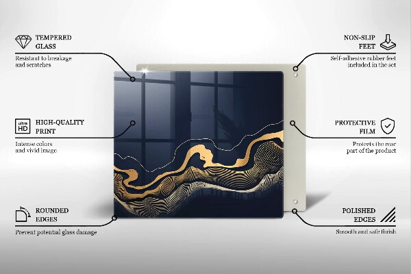 Skleněná krájecí deska Abstraktní zlaté čáry