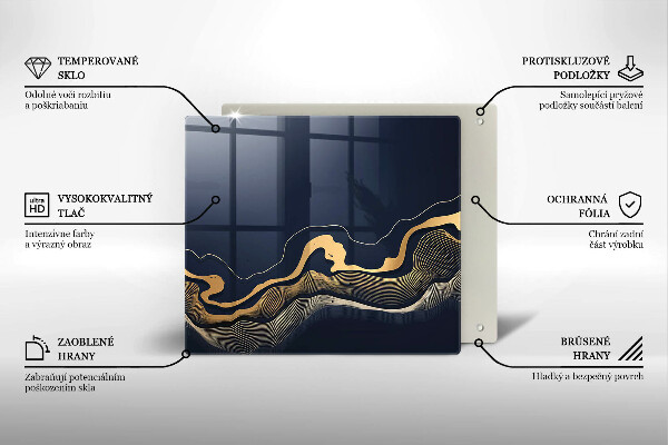 Skleněná krájecí deska Abstraktní zlaté čáry