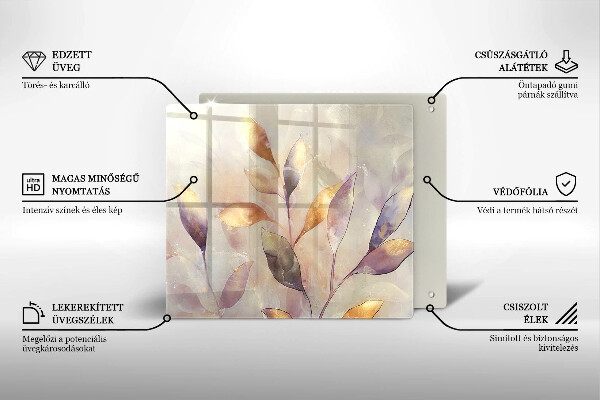 Krájecí prkénko skleněné Malované boho listy