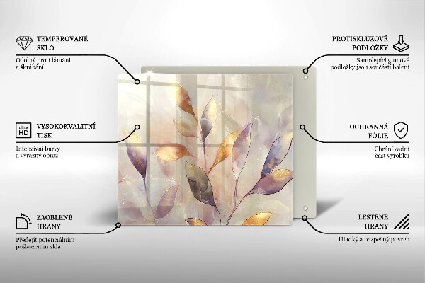 Krájecí prkénko skleněné Malované boho listy