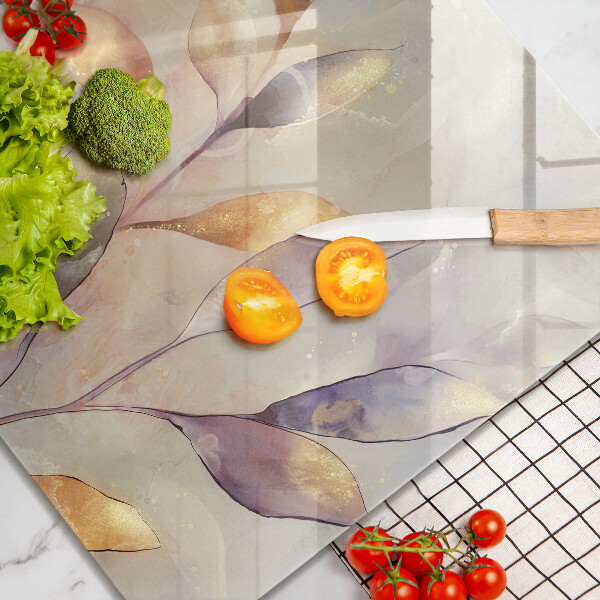 Krájecí prkénko skleněné Malované boho listy