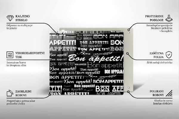 Skleněná krájecí deska Bon appetit