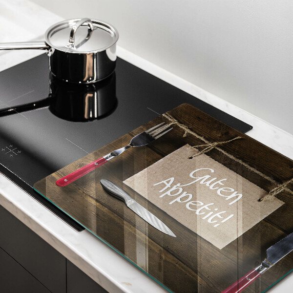 Skleněná krájecí deska Guten apetit nápis na deskách