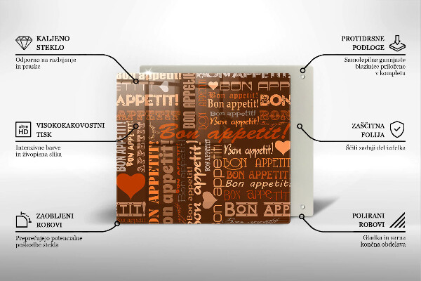 Skleněná krájecí deska Titulky pro dobrou chuť