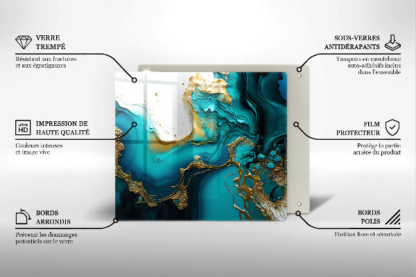 Skleněná deska do kuchyně Tyrkysová abstrakce