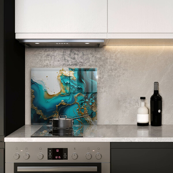 Skleněná deska do kuchyně Tyrkysová abstrakce