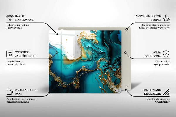 Skleněná deska do kuchyně Tyrkysová abstrakce