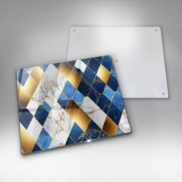 Skleněná deska do kuchyně Zlaté mramorové kosočtverce