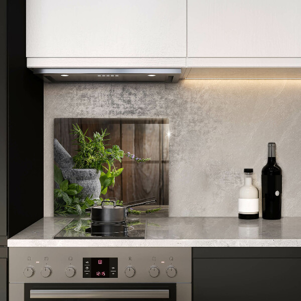 Skleněná deska do kuchyně Zelené bylinky