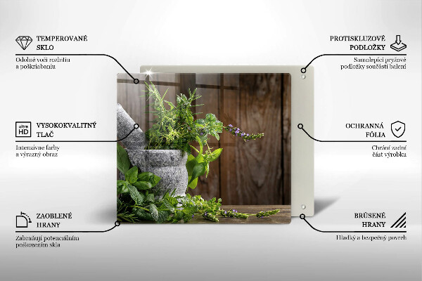 Skleněná deska do kuchyně Zelené bylinky