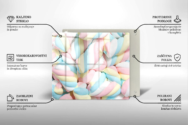 Skleněná deska do kuchyně Barevné marshmallows