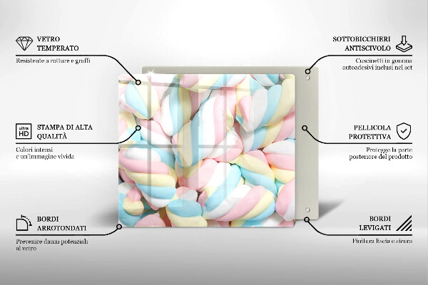 Skleněná deska do kuchyně Barevné marshmallows