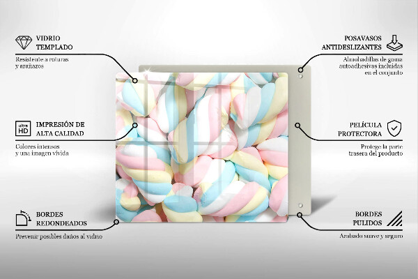 Skleněná deska do kuchyně Barevné marshmallows