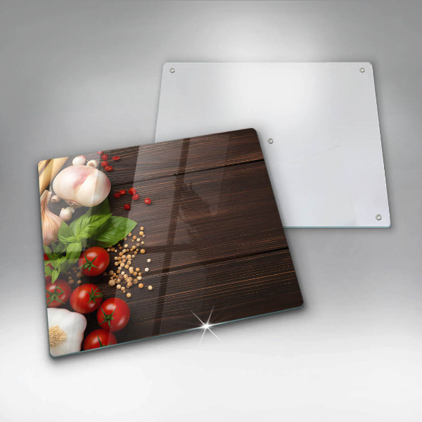 Skleněná deska do kuchyně Zelenina na stole