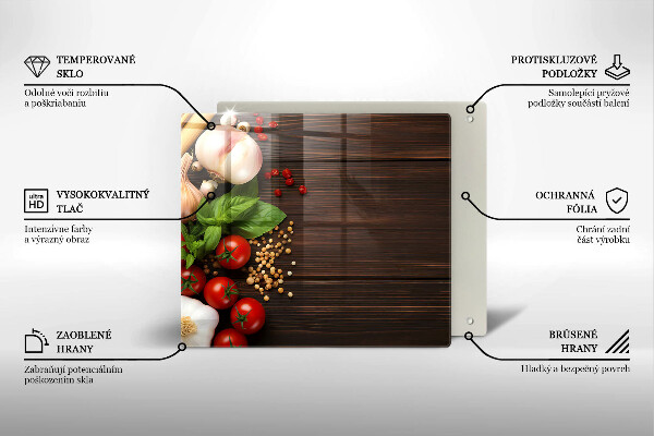 Skleněná deska do kuchyně Zelenina na stole