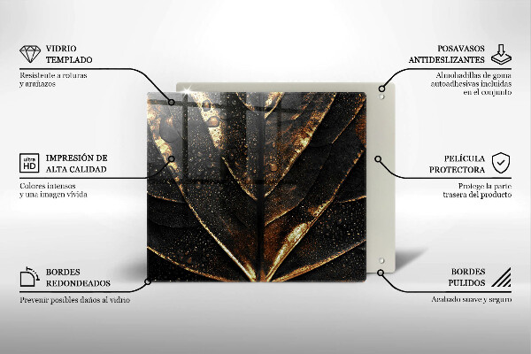 Skleněná deska do kuchyně Zlatý list