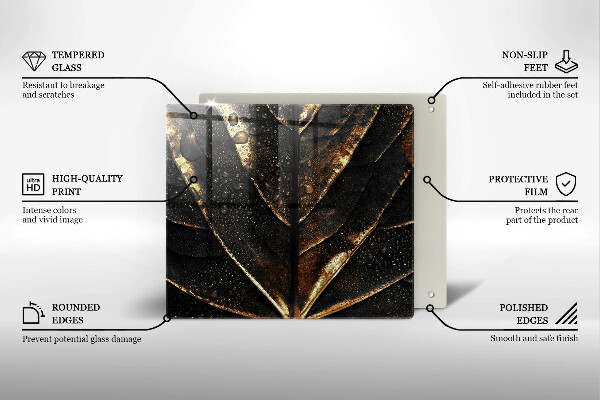 Skleněná deska do kuchyně Zlatý list