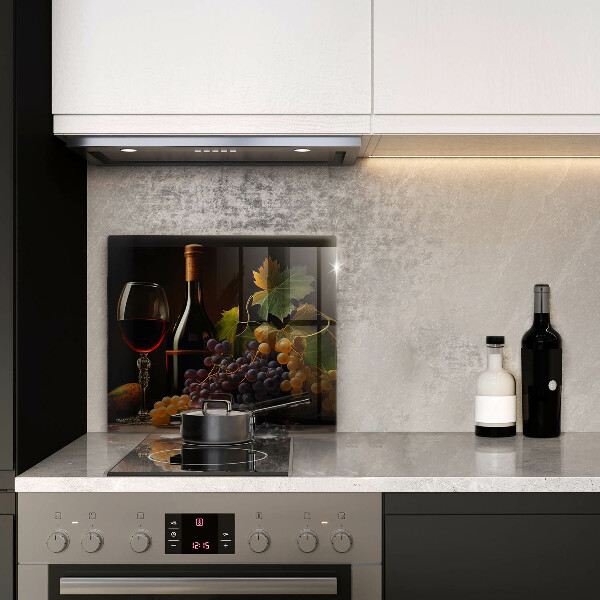 Skleněná deska do kuchyně Sklenka vína a hroznů