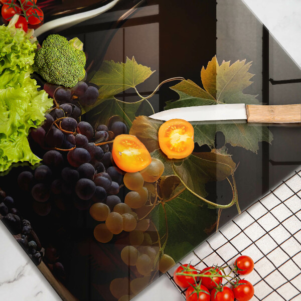 Skleněná deska do kuchyně Sklenka vína a hroznů