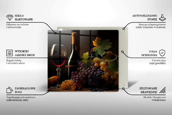 Skleněná deska do kuchyně Sklenka vína a hroznů