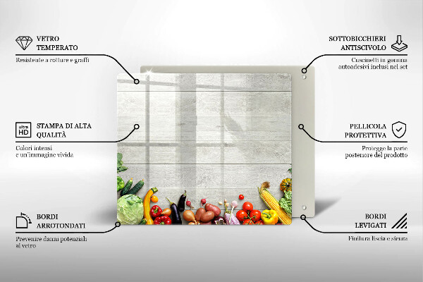 Krájecí prkénko skleněné Zelenina na prknech
