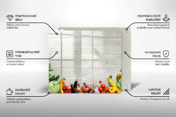 Krájecí prkénko skleněné Zelenina na prknech