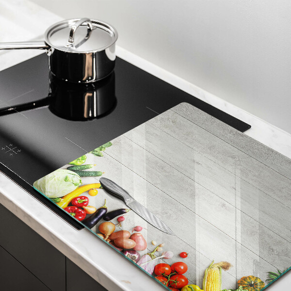 Krájecí prkénko skleněné Zelenina na prknech