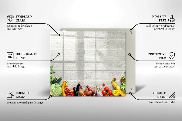 Krájecí prkénko skleněné Zelenina na prknech