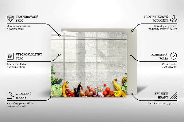 Krájecí prkénko skleněné Zelenina na prknech