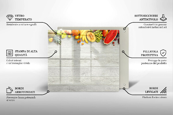 Krájecí prkénko skleněné Ovoce na prknech