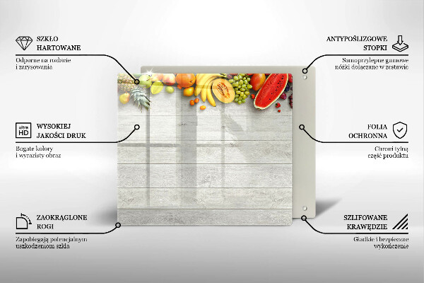 Krájecí prkénko skleněné Ovoce na prknech