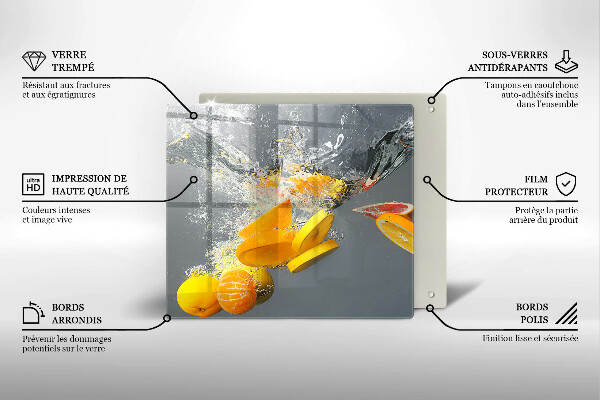 Skleněná deska do kuchyně Citrony ve vodě