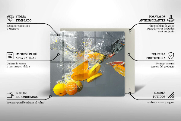 Skleněná deska do kuchyně Citrony ve vodě