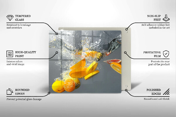 Skleněná deska do kuchyně Citrony ve vodě