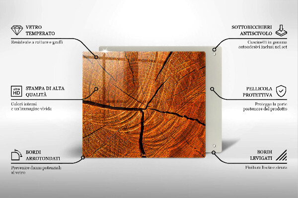 Skleněná krájecí deska Dřevěná konstrukce kmene