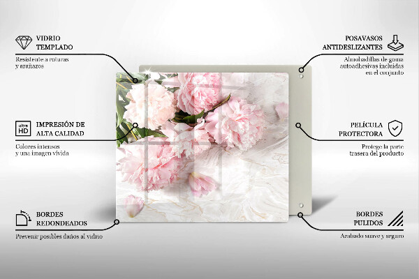 Skleněná krájecí deska Jemné květy růží