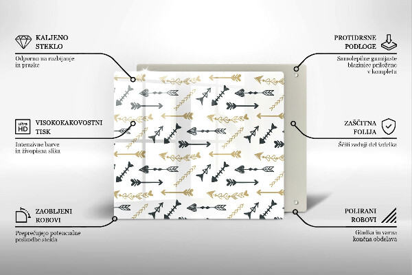 Skleněná krájecí deska Vzor boho šipky